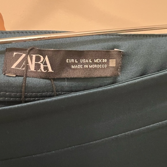 NWT Zara Duck Green Satin Effect Asymmetrical Skirt - Picture 8 of 13